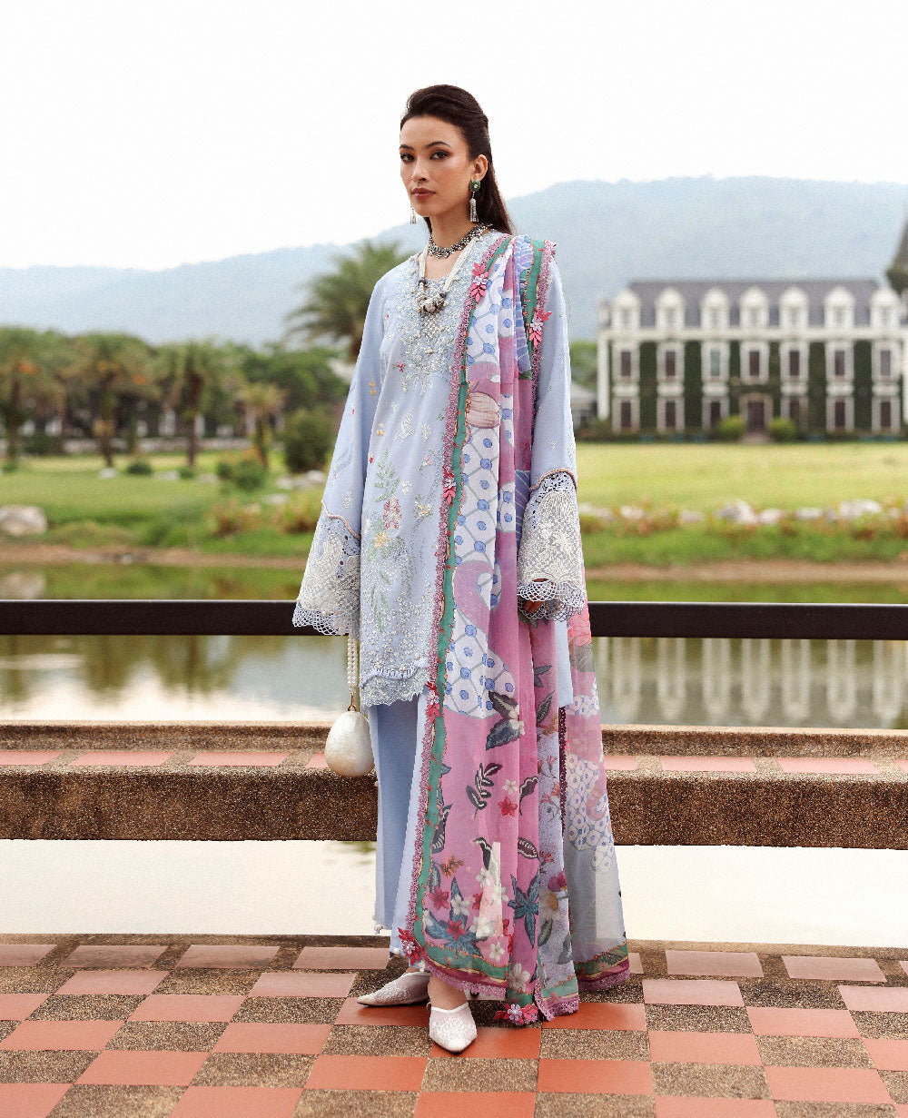 Republic Womenswear | Lilas Lawn 26 | Elowen - Luxury Dress - available at Maria Faisal in UK and USA.