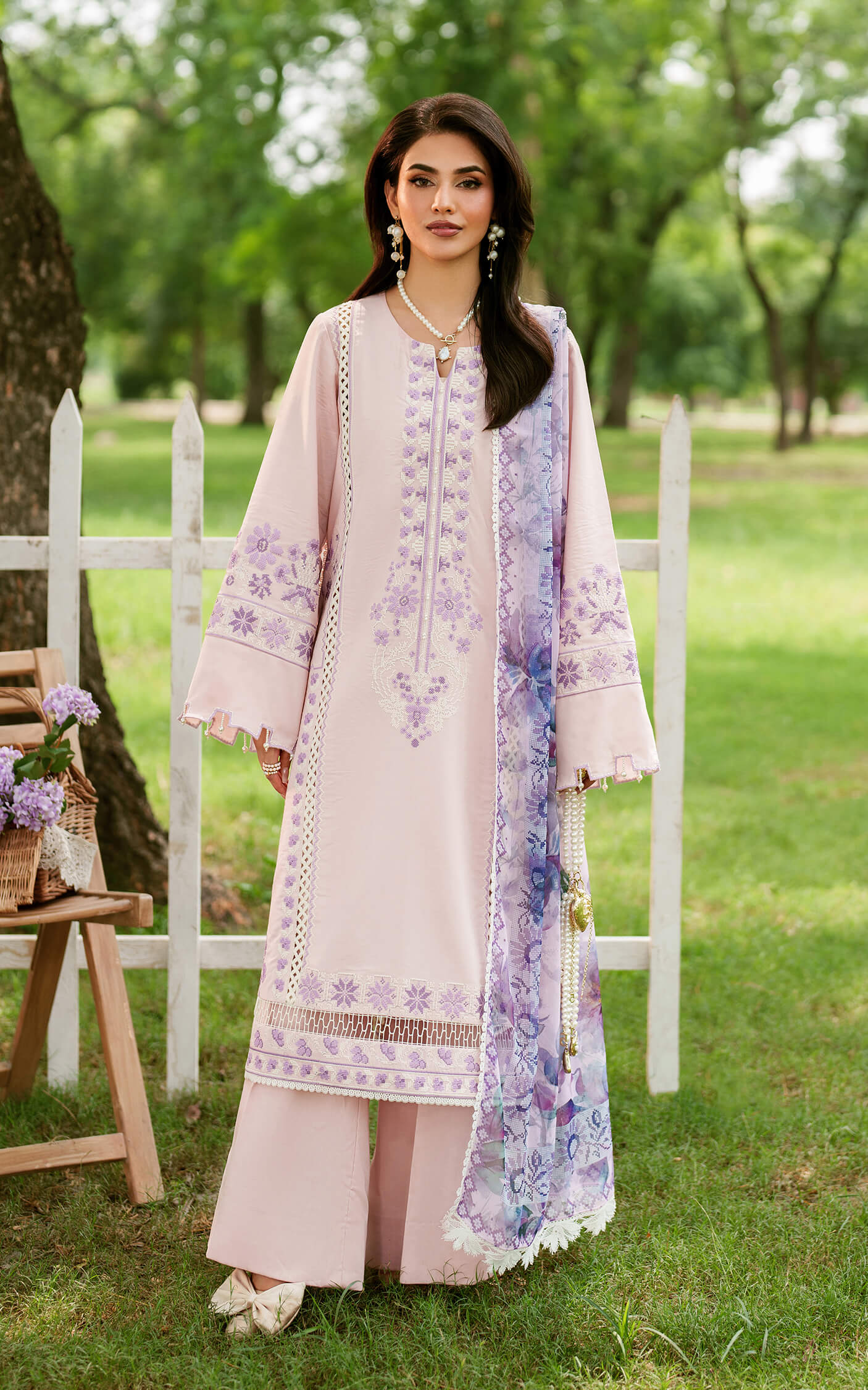 Asifa and Nabeel | Eden Cambric 25 | Elysian Petals ECU25-08 - Ladies Clothes - Maria Faisal