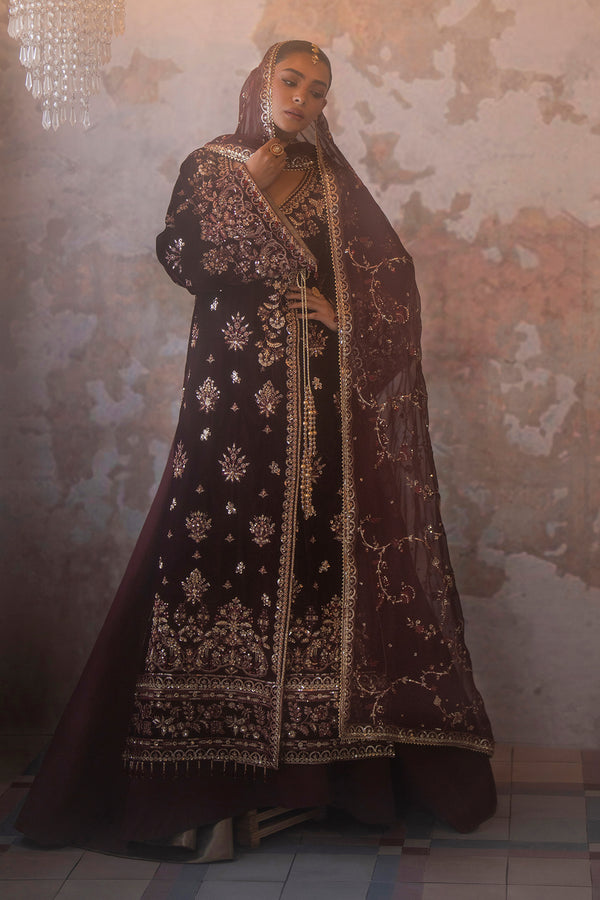 Emaan Adeel | Saanjh Velvet Collection 24 |  Tanish - Designer Dress with Intricate embroidery and embellishments. Shop elegent wedding dress at Maria Faisal.