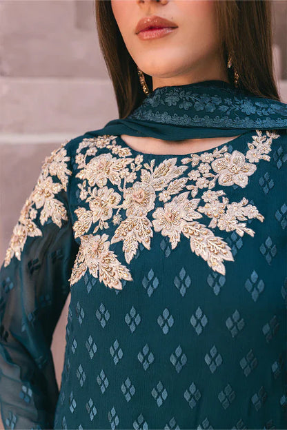 Azure | Embroidered Ensembles 3 Pcs | Emerald Bloom - Formal 