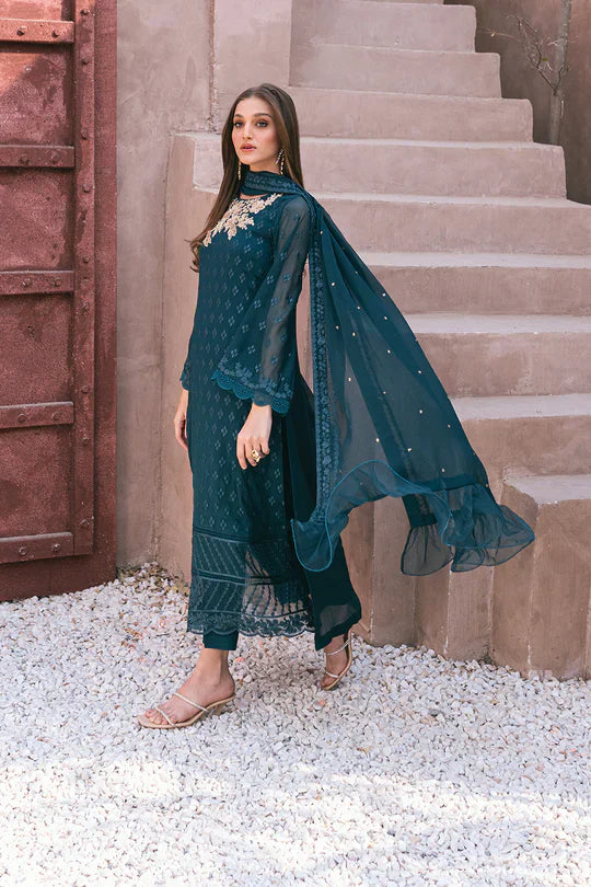 Azure | Embroidered Ensembles 3 Pcs | Emerald Bloom - Formal 
