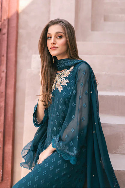 Azure | Embroidered Ensembles 3 Pcs | Emerald Bloom - Formal 