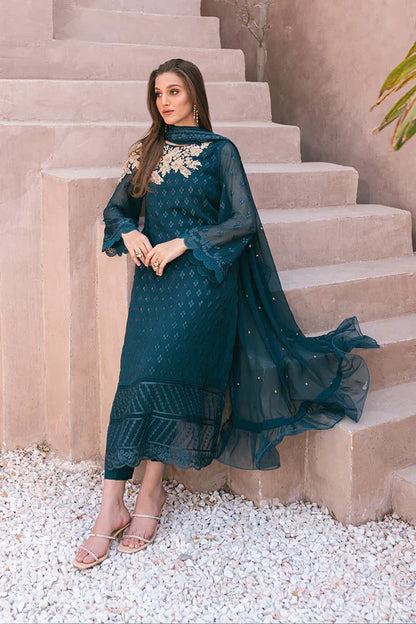 Azure | Embroidered Ensembles 3 Pcs | Emerald Bloom - Formal 