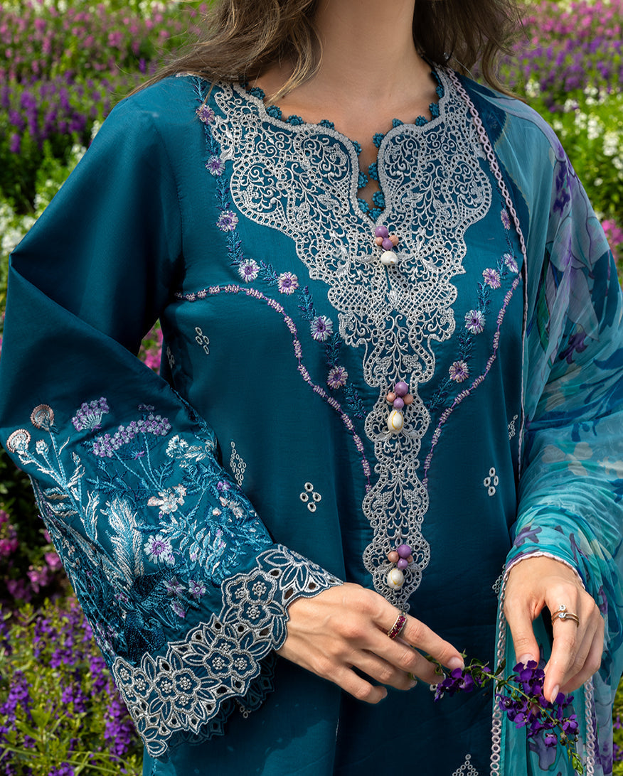 Mushq | Hemline the Secret Garden | Emerald Fern - Luxury Dress - available at Maria Faisal in UK and USA.