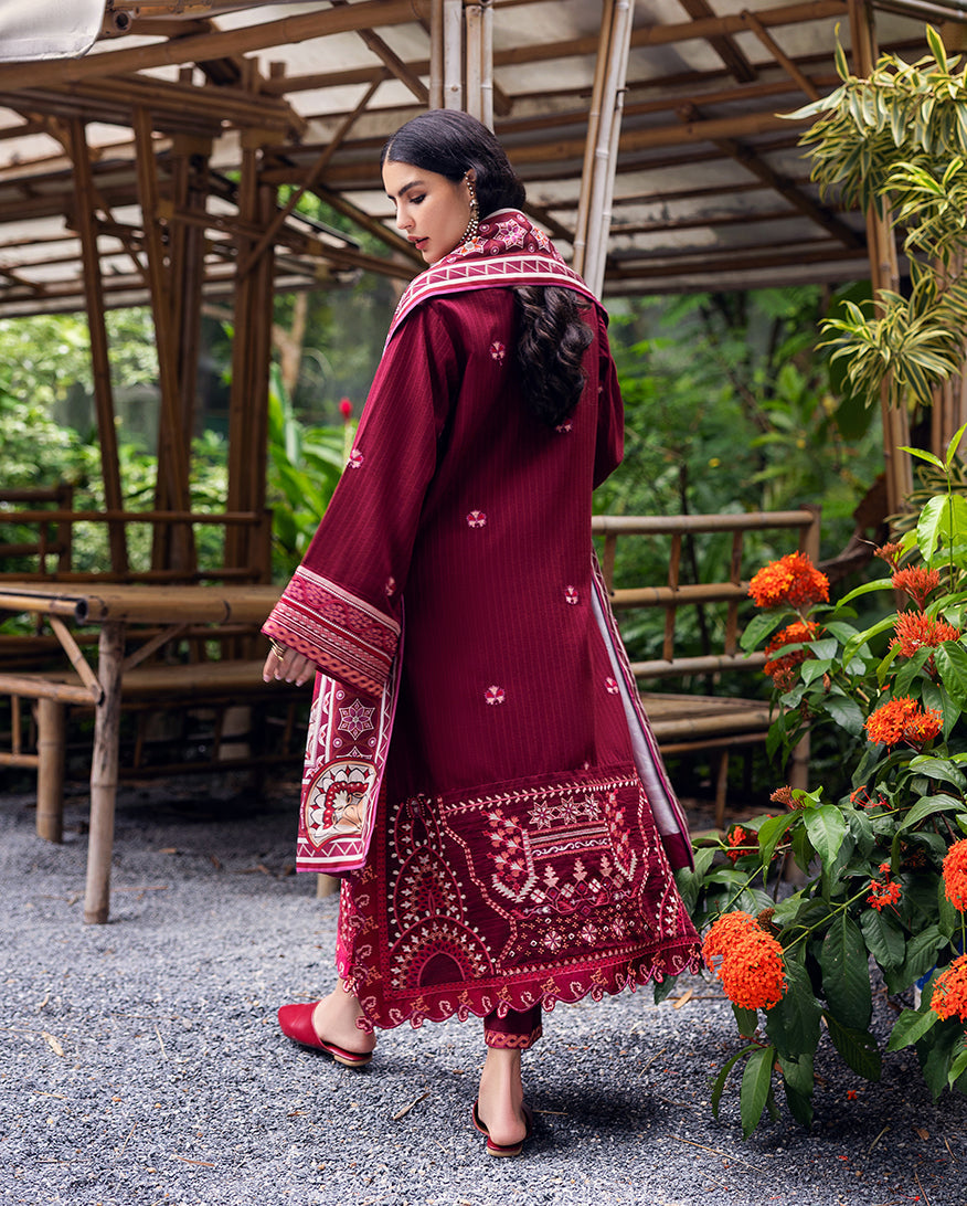 Mushq | Hemline Karandi | Emerald Glimmer - Casual Dress - available at Maria Faisal in UK and USA.