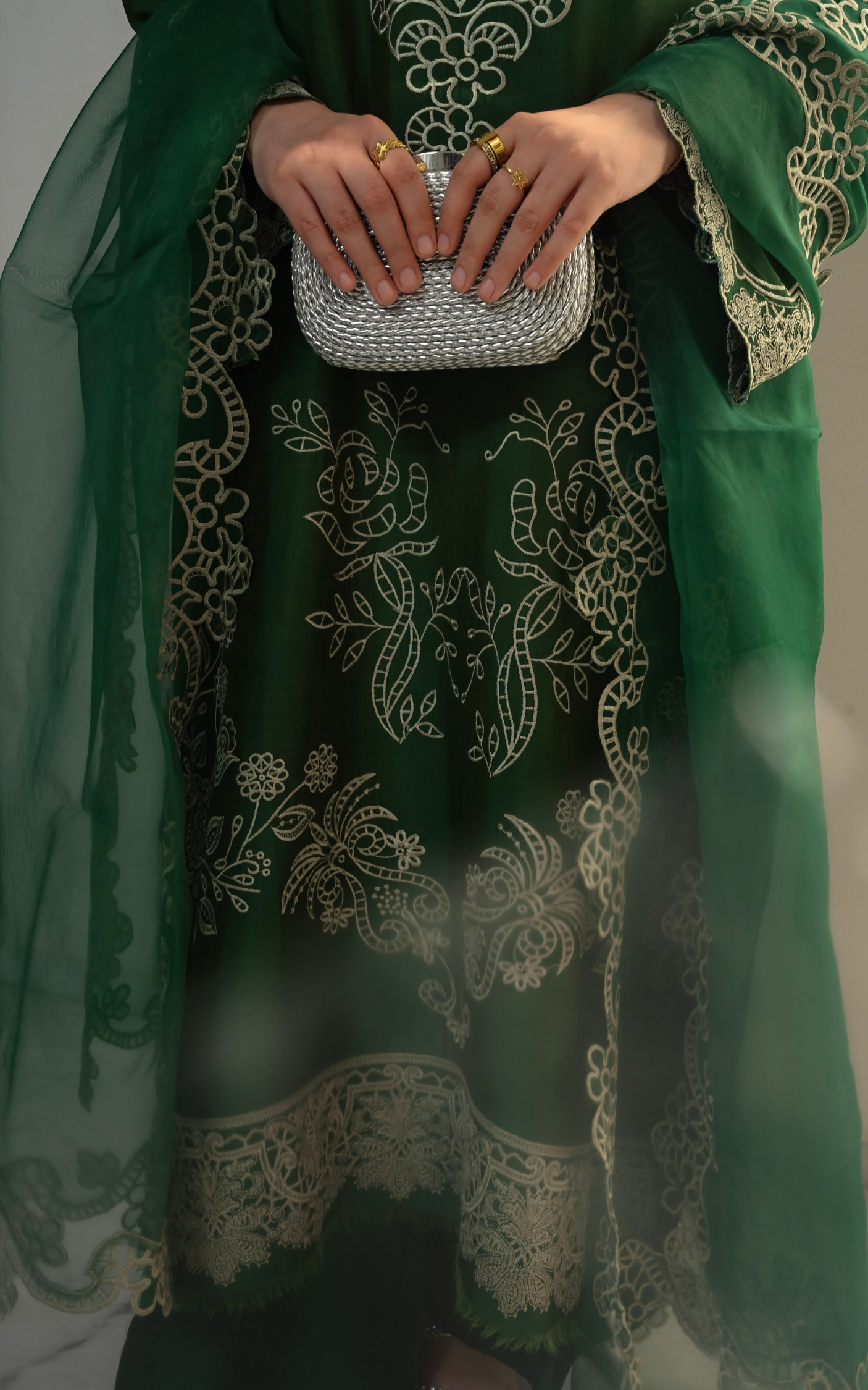 Asifa and Nabeel | Silk Edit 26 | Emerald Hues - Luxury Dress - available at Maria Faisal in UK and USA.