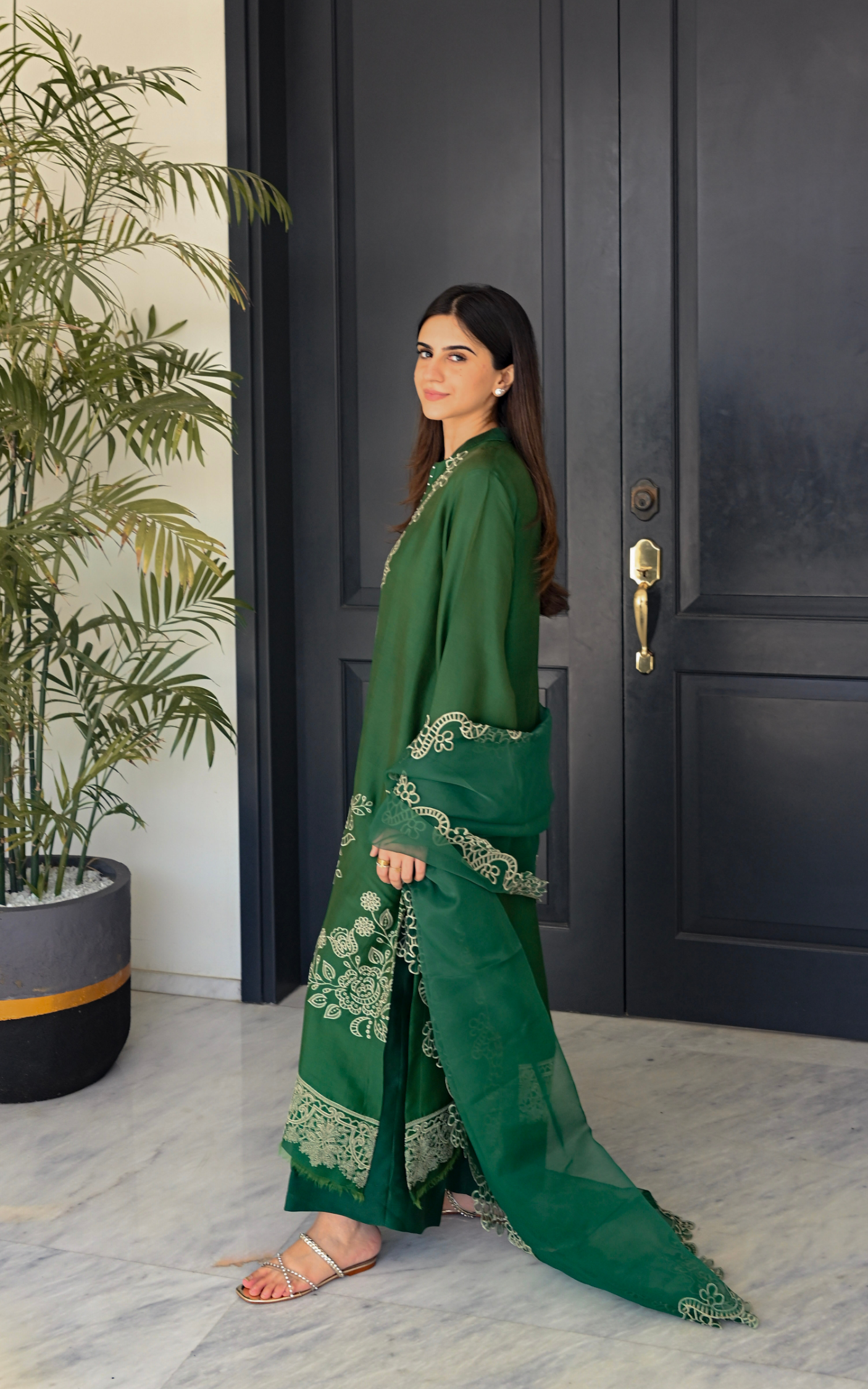 Asifa and Nabeel | Silk Edit 26 | Emerald Hues - Luxury Dress - available at Maria Faisal in UK and USA.