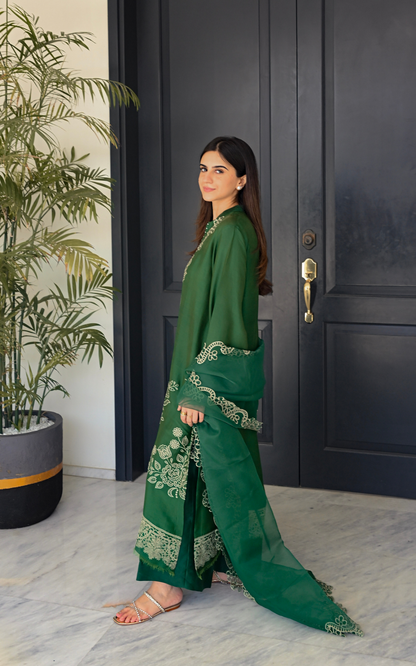 Asifa and Nabeel | Silk Edit 26 | Emerald Hues - Luxury Dress - available at Maria Faisal in UK and USA.