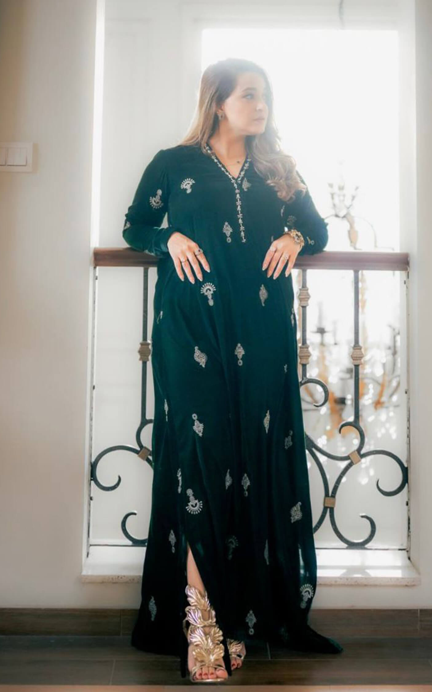 Asifa and Nabeel | Zephyr Formals | Emerald Royale Kaftan - Formal Dress - available at Maria Faisal in UK and USA.