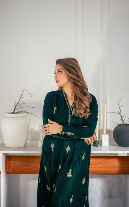 Asifa and Nabeel | Zephyr Formals | Emerald Royale Kaftan - Formal Dress - available at Maria Faisal in UK and USA.