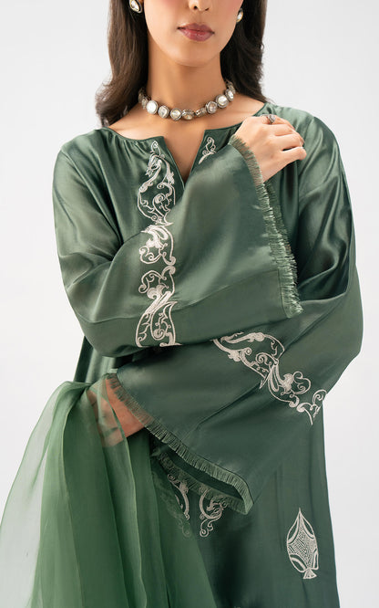 Asifa and Nabeel | Celevara Luxe | Emerald Veil - Luxury Dress - available at Maria Faisal in UK and USA.
