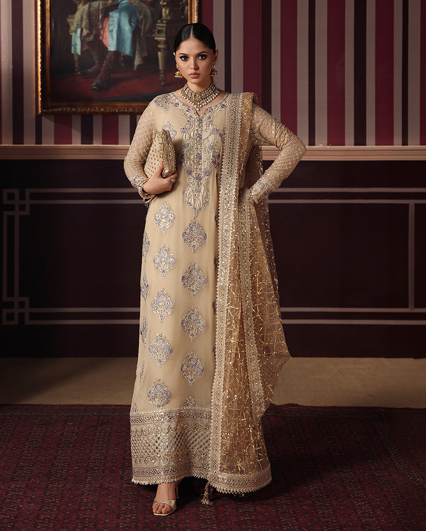 Roheenaz | Royale Eternel Chiffon Edit | Empress Glow - Formal Dress - available at Maria Faisal in UK and USA.