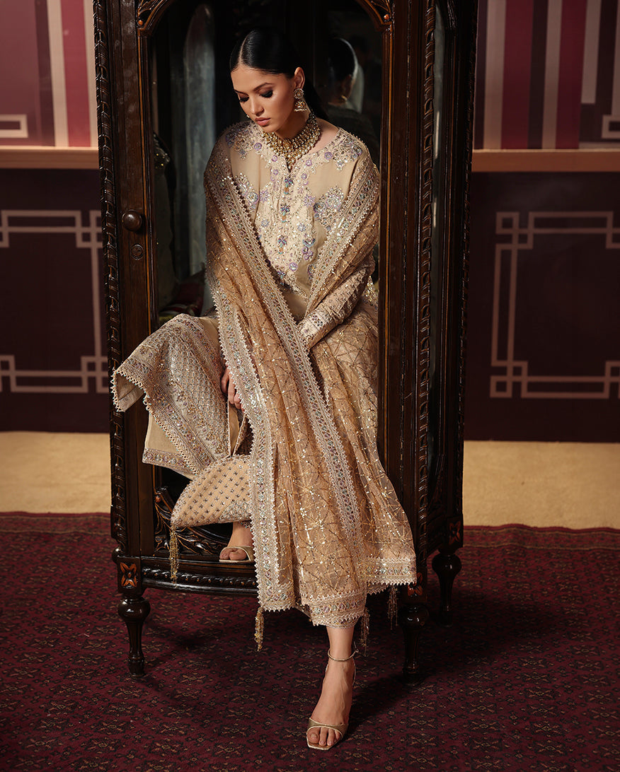 Roheenaz | Royale Eternel Chiffon Edit | Empress Glow - Formal Dress - available at Maria Faisal in UK and USA.