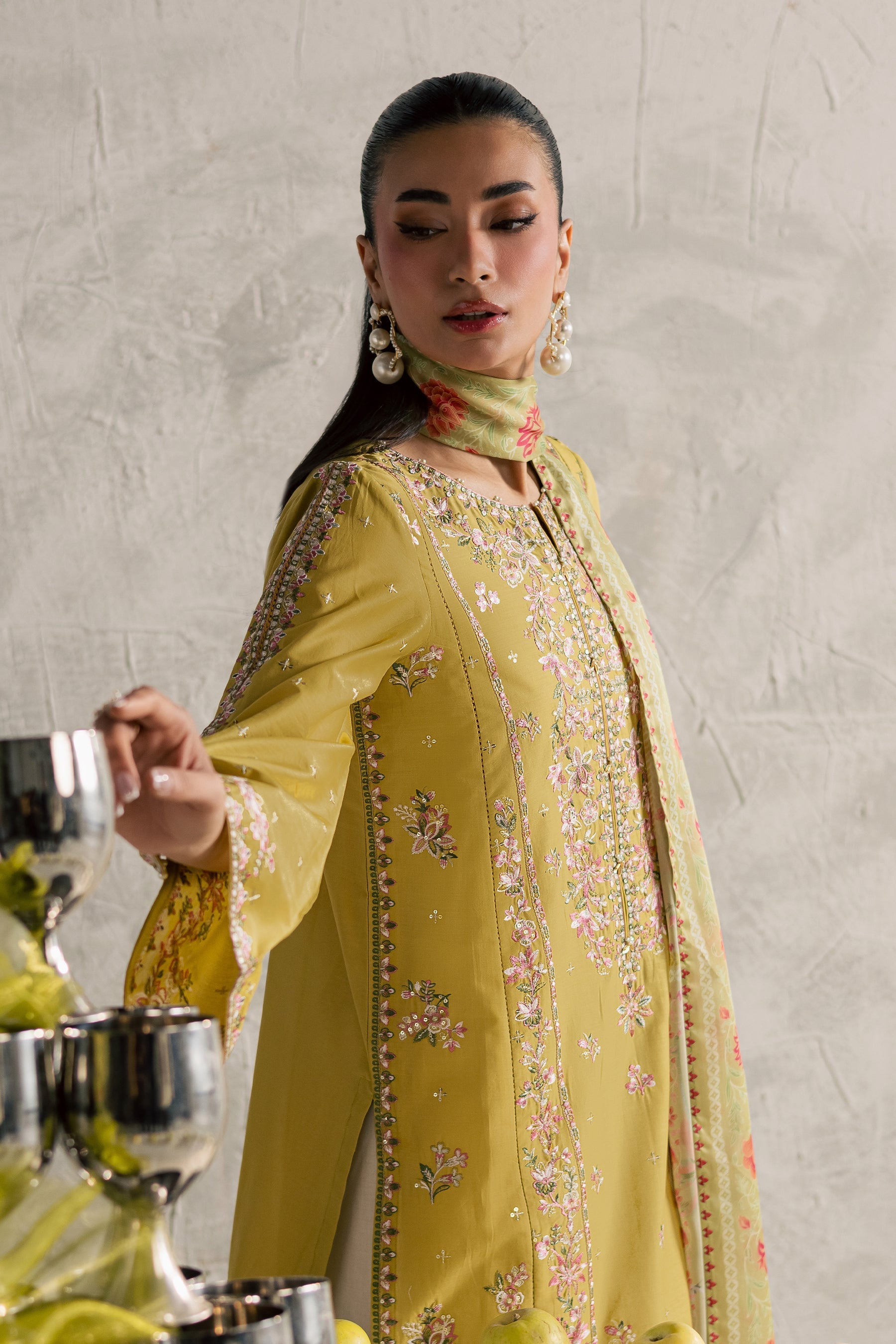 Batik | Festive Eid 26 | Essence - Luxury Dress - available at Maria Faisal in UK and USA.