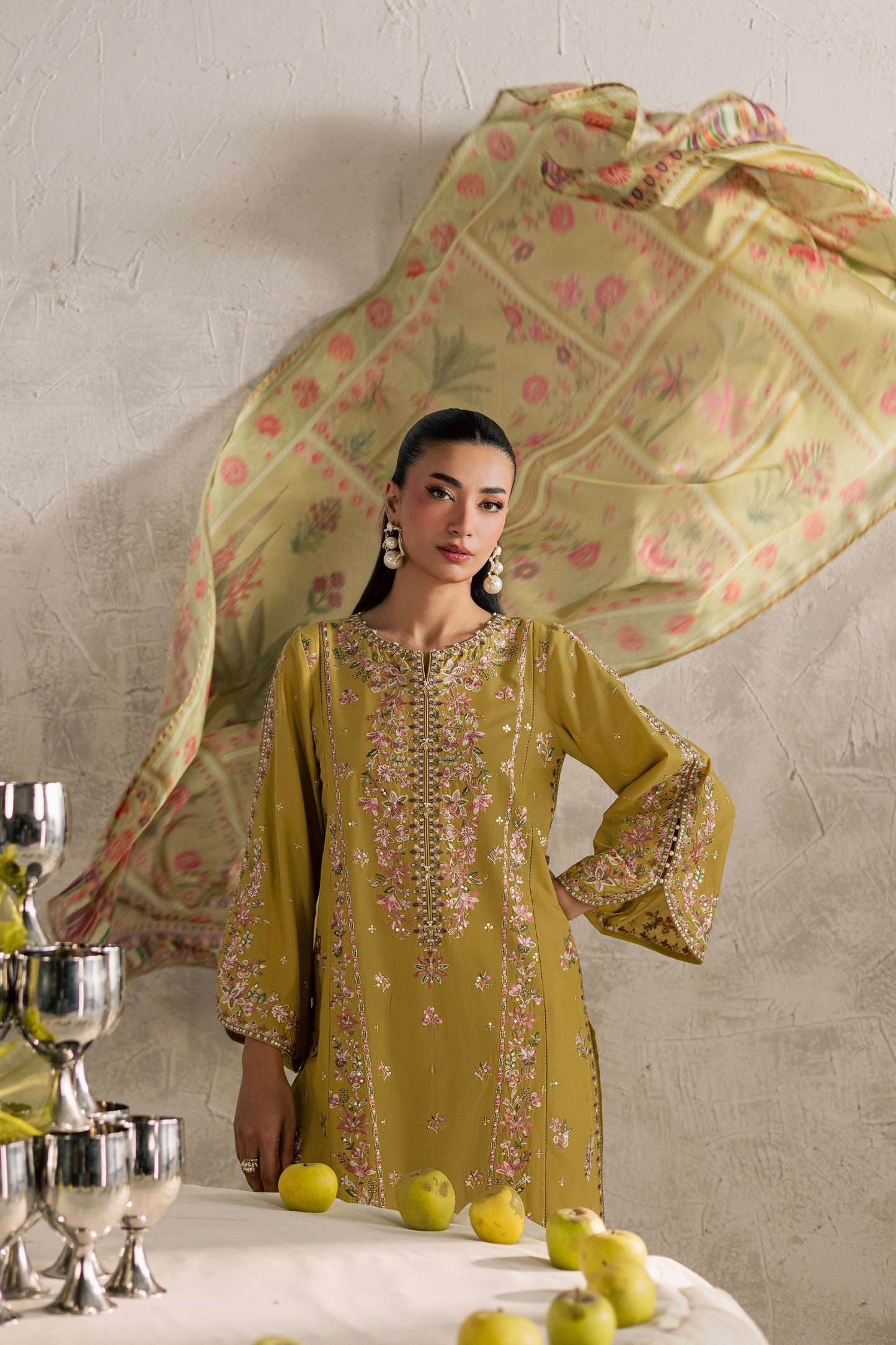 Batik | Festive Eid 26 | Essence - Luxury Dress - available at Maria Faisal in UK and USA.