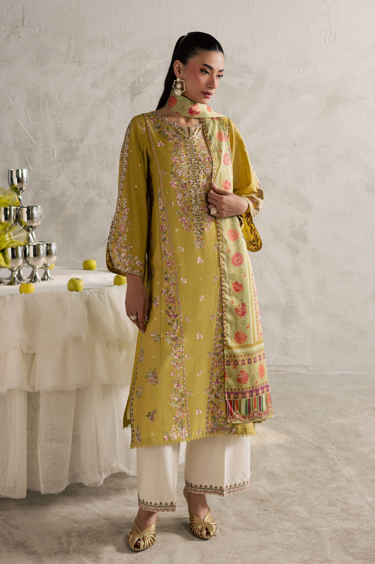 Batik | Festive Eid 26 | Essence - Luxury Dress - available at Maria Faisal in UK and USA.