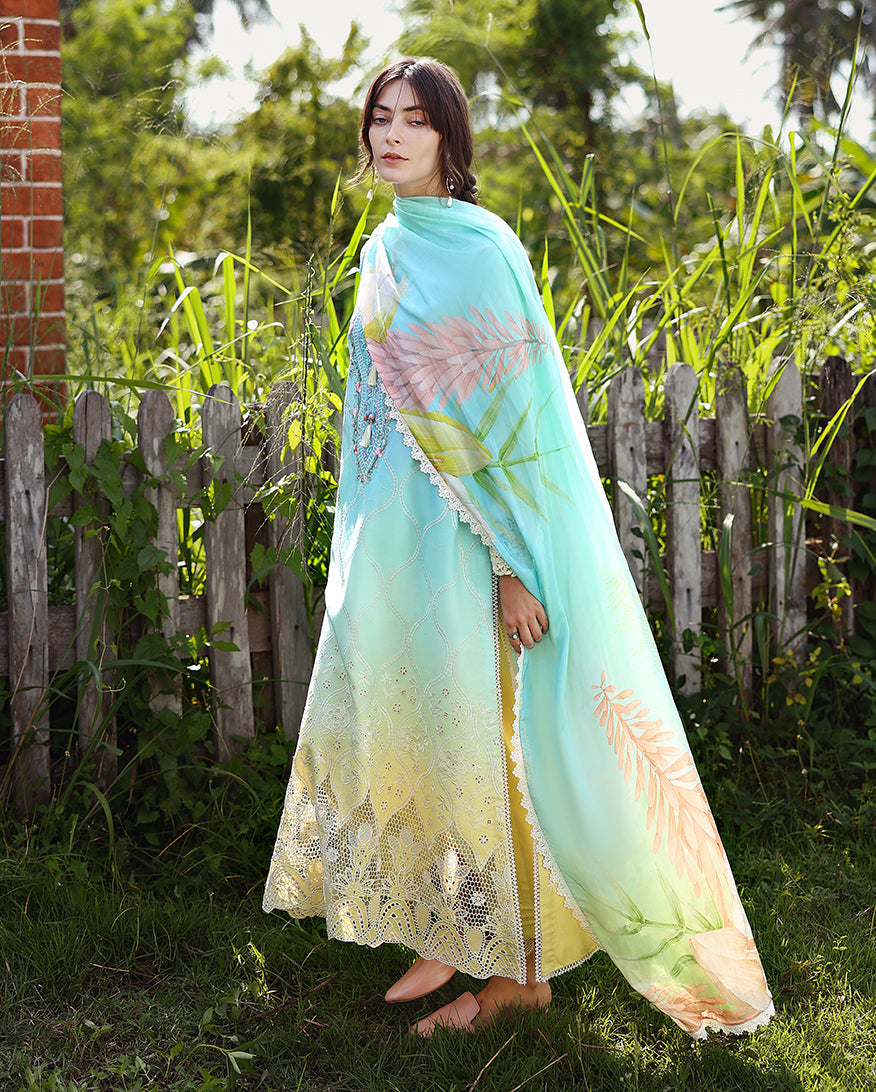 Mushq | Solace Ombre Chikankari | Ethereal Pause - Luxury Dress - available at Maria Faisal in UK and USA.