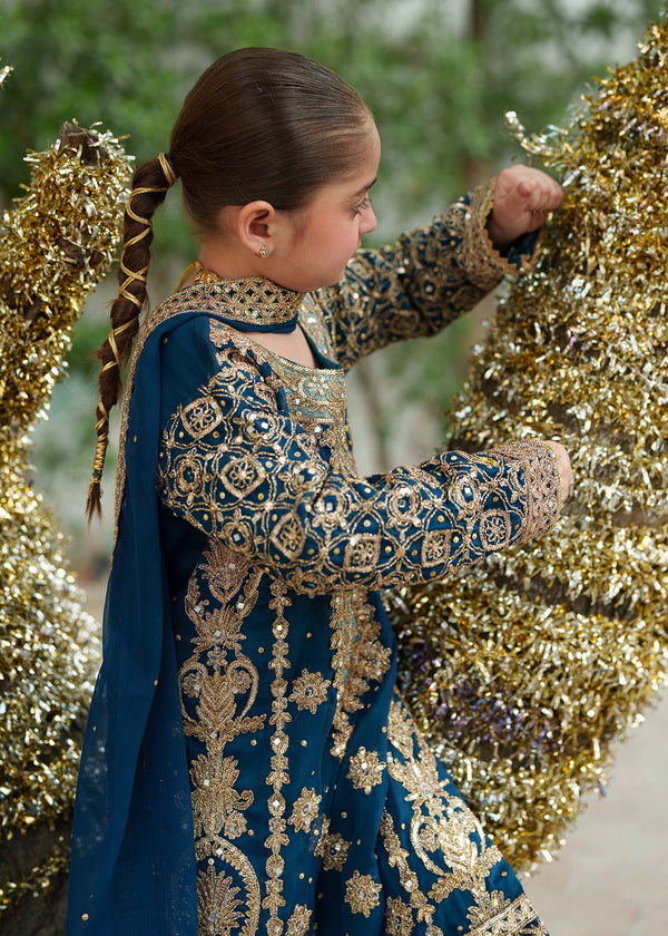 3 Piece Embroidered Chiffon Suit - Kids Clothing - available at Maria Faisal in UK and USA.
