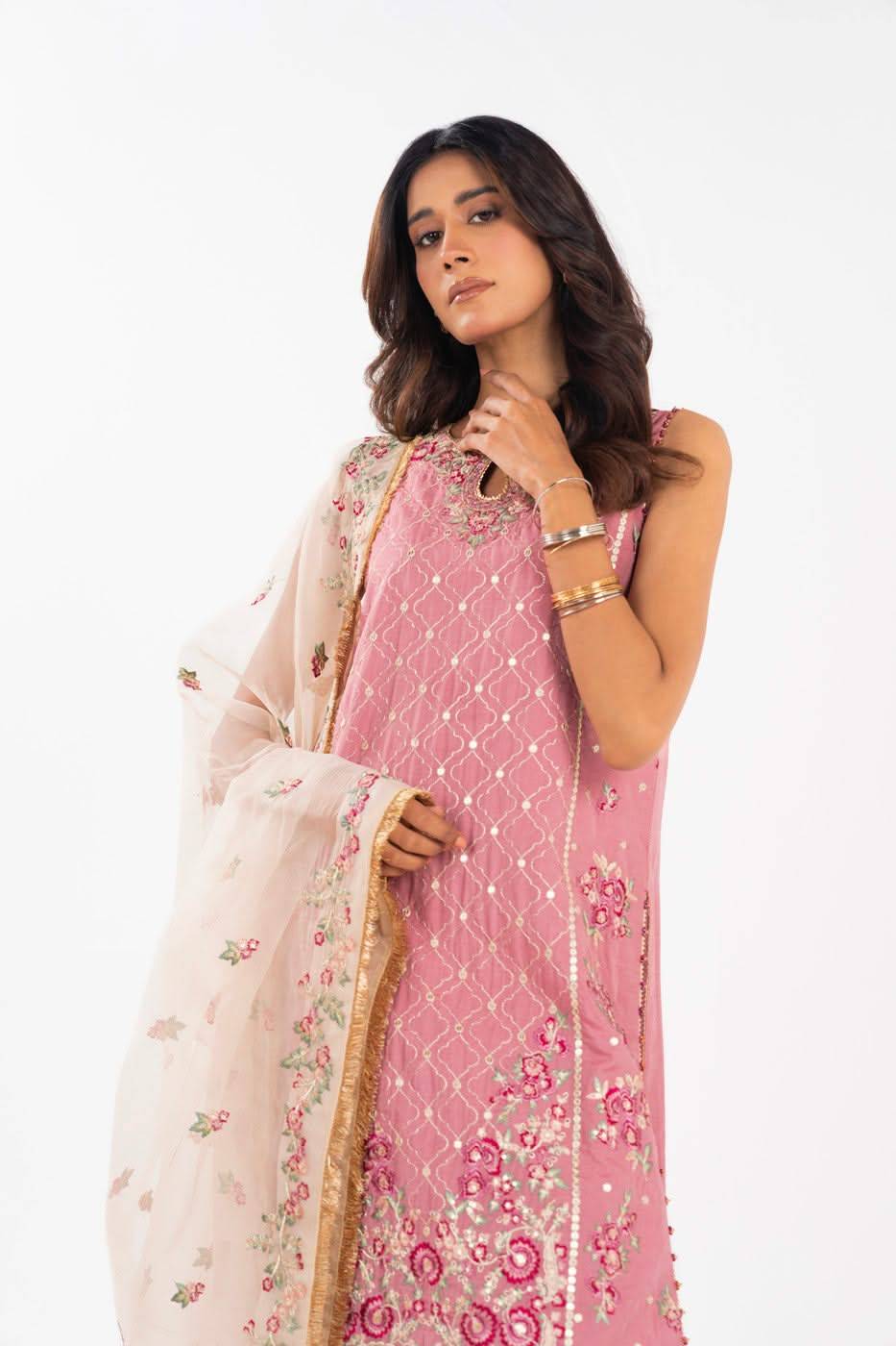 AlKaram | Festive Summer 25 | FC-11E-25-Dusty Pink by Maria Faisal - Registered Vendor of : Alkaram - type : Ladies Clothes - 100% original wedding dresses