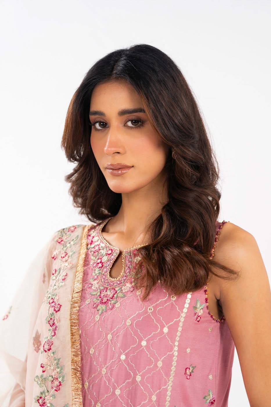 AlKaram | Festive Summer 25 | FC-11E-25-Dusty Pink by Maria Faisal - Registered Vendor of : Alkaram - type : Ladies Clothes - 100% original wedding dresses