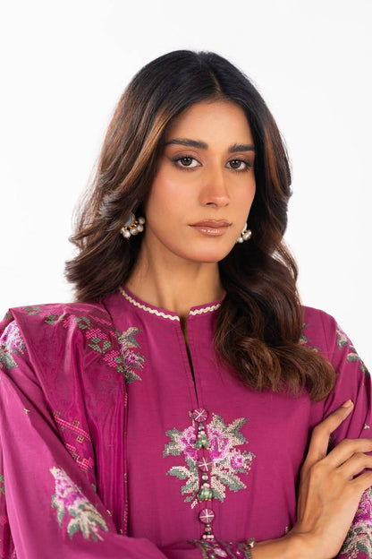 AlKaram | Festive Summer 25 | FC-17G-25-Magenta by Maria Faisal - Registered Vendor of : Alkaram - type : Ladies Clothes - 100% original wedding dresses