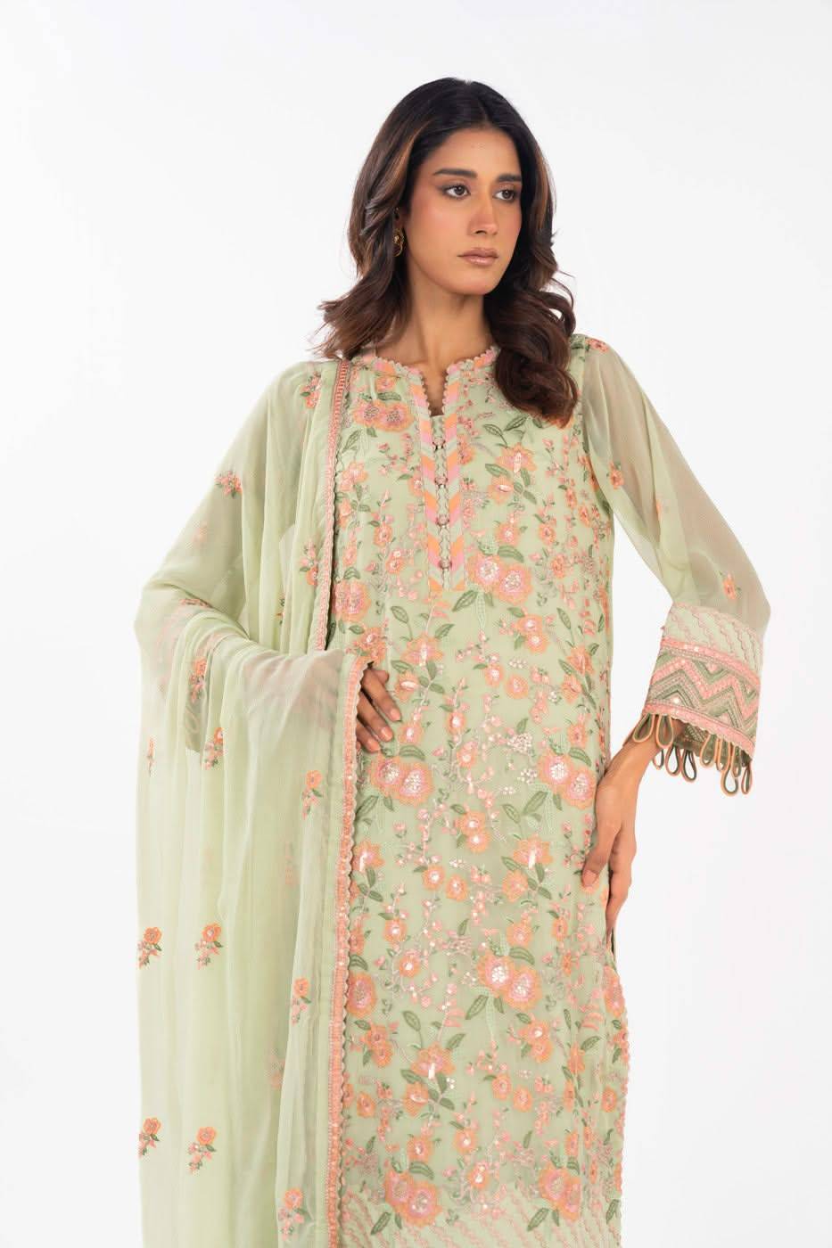 AlKaram | Festive Summer 25 | FC-22I-25-Pistachio by Maria Faisal - Registered Vendor of : Alkaram - type : Ladies Clothes - 100% original wedding dresses