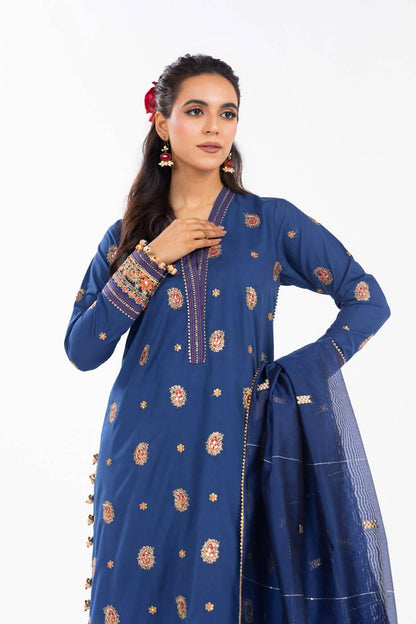 AlKaram | Festive Summer 25 | FC-2A-25-Dark Blue by Maria Faisal - Registered Vendor of : Alkaram - type : Ladies Clothes - 100% original wedding dresses