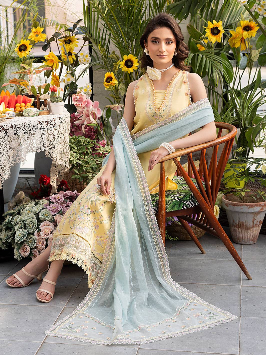Izel | Meadow Muse Embroidered Lawn 25 | FLEURIS by Maria Faisal - Registered Vendor of : Izel - type : Ladies Clothes - 100% original wedding dresses