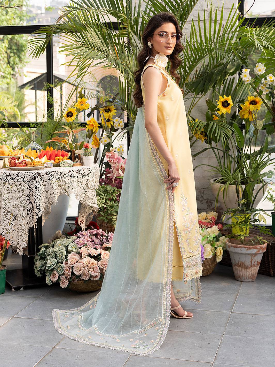 Izel | Meadow Muse Embroidered Lawn 25 | FLEURIS by Maria Faisal - Registered Vendor of : Izel - type : Ladies Clothes - 100% original wedding dresses