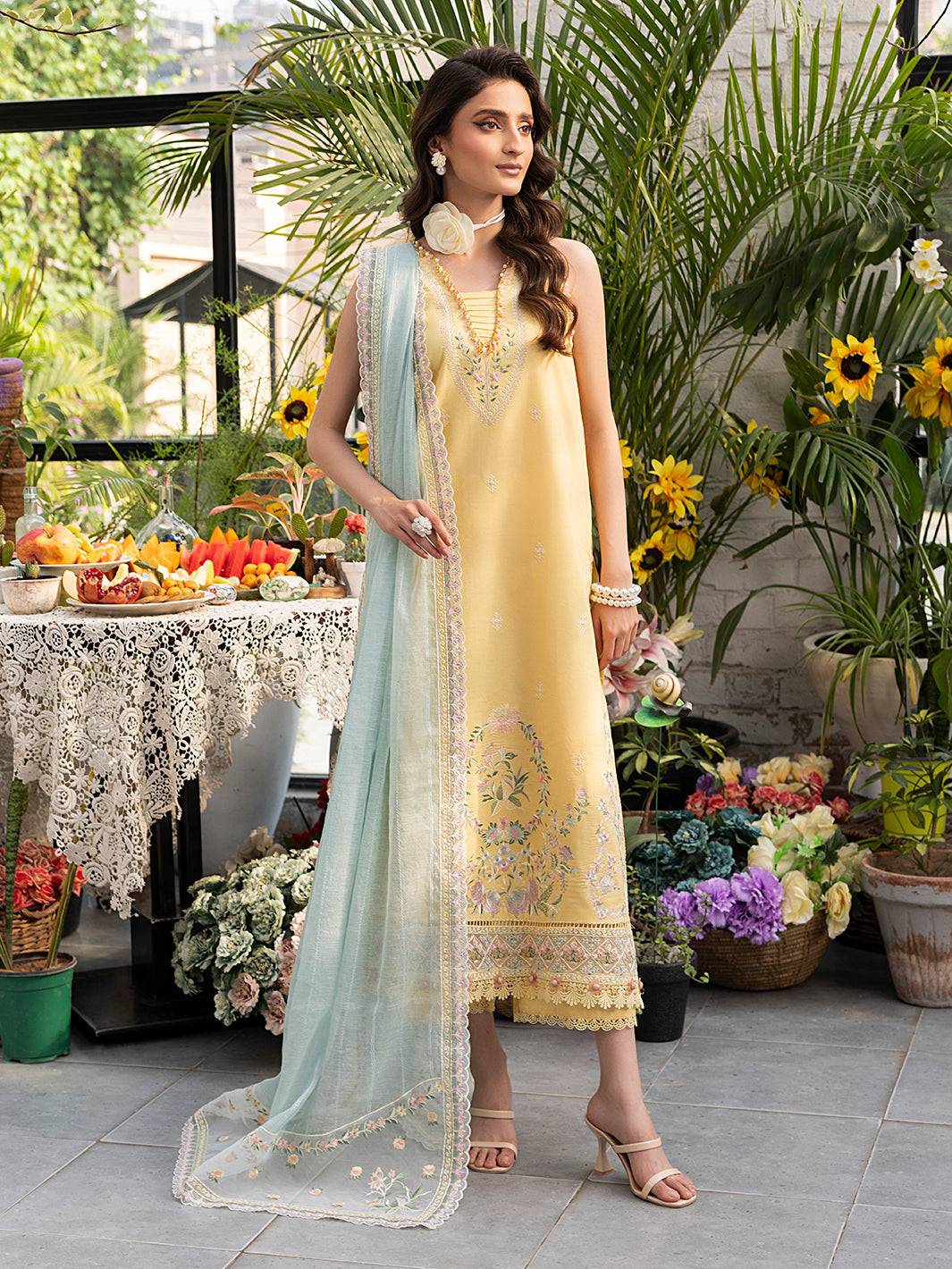 Izel | Meadow Muse Embroidered Lawn 25 | FLEURIS by Maria Faisal - Registered Vendor of : Izel - type : Ladies Clothes - 100% original wedding dresses