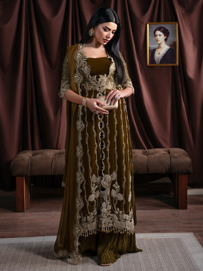 Faiza Faisal | Solene Luxury Velvets | EVANIA - Formal Dress - available at Maria Faisal in UK and USA.