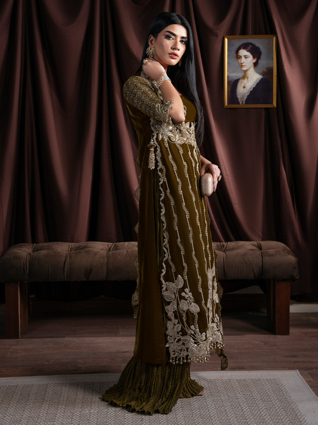 Faiza Faisal | Solene Luxury Velvets | EVANIA - Formal Dress - available at Maria Faisal in UK and USA.