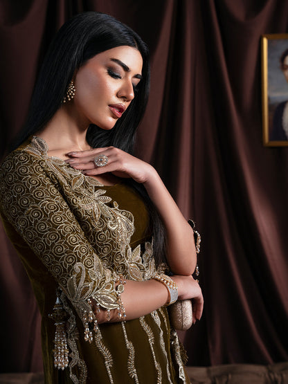 Faiza Faisal | Solene Luxury Velvets | EVANIA - Formal Dress - available at Maria Faisal in UK and USA.