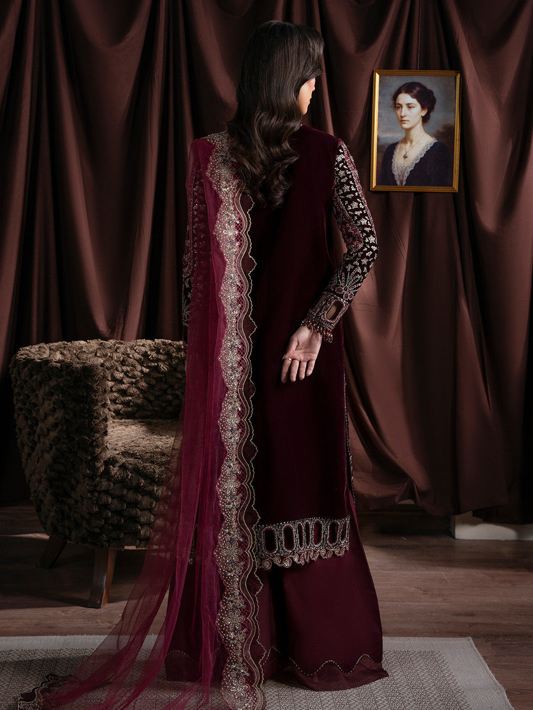 Faiza Faisal | Solene Luxury Velvets | RAVENA - Formal Dress - available at Maria Faisal in UK and USA.