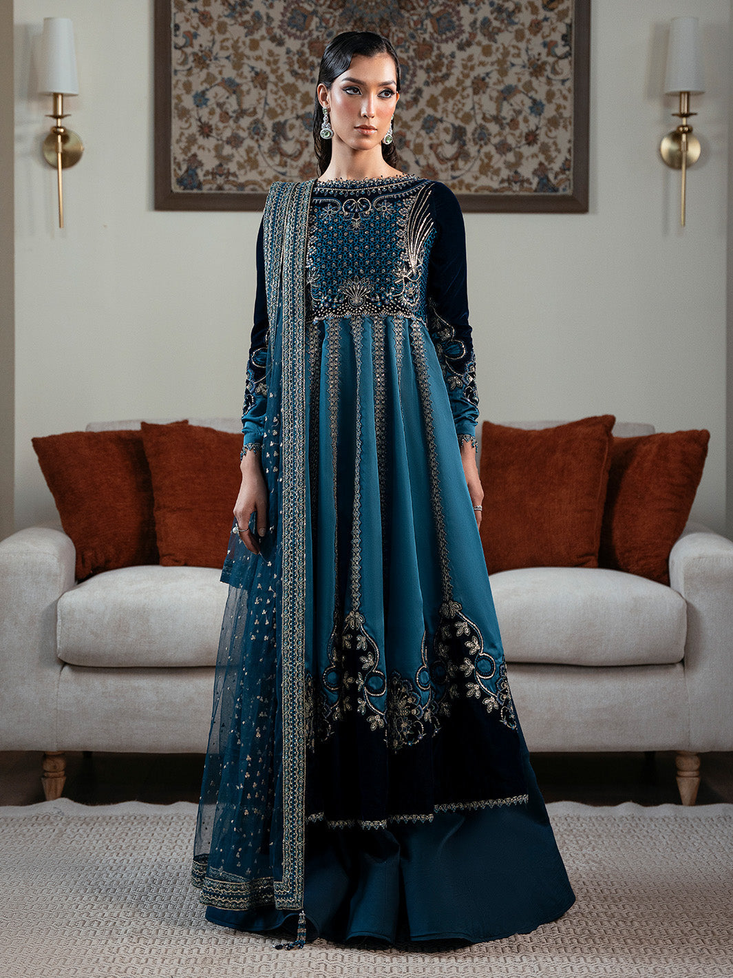 Faiza Faisal | Solene Luxury Velvets | CELESTINE - Formal Dress - available at Maria Faisal in UK and USA.
