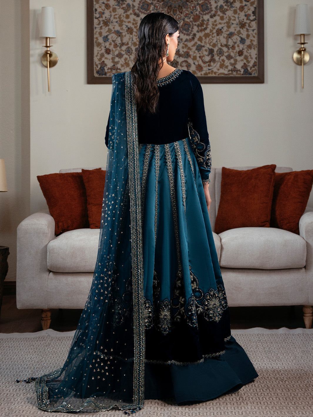 Faiza Faisal | Solene Luxury Velvets | CELESTINE - Formal Dress - available at Maria Faisal in UK and USA.