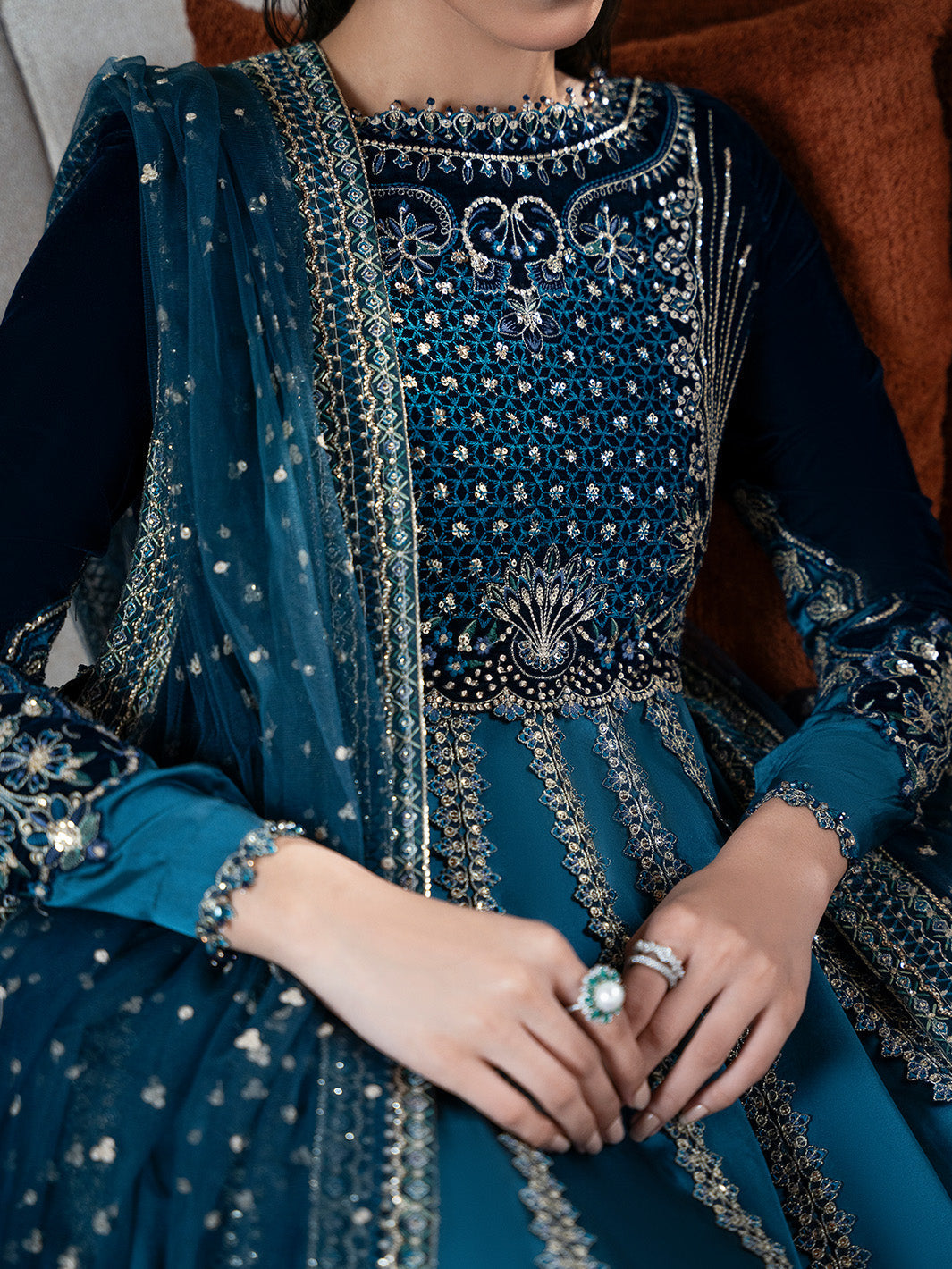 Faiza Faisal | Solene Luxury Velvets | CELESTINE - Formal Dress - available at Maria Faisal in UK and USA.