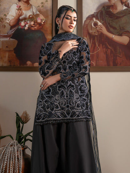 Faiza Faisal | Solene Luxury Velvets | NOIR - Formal Dress - available at Maria Faisal in UK and USA.