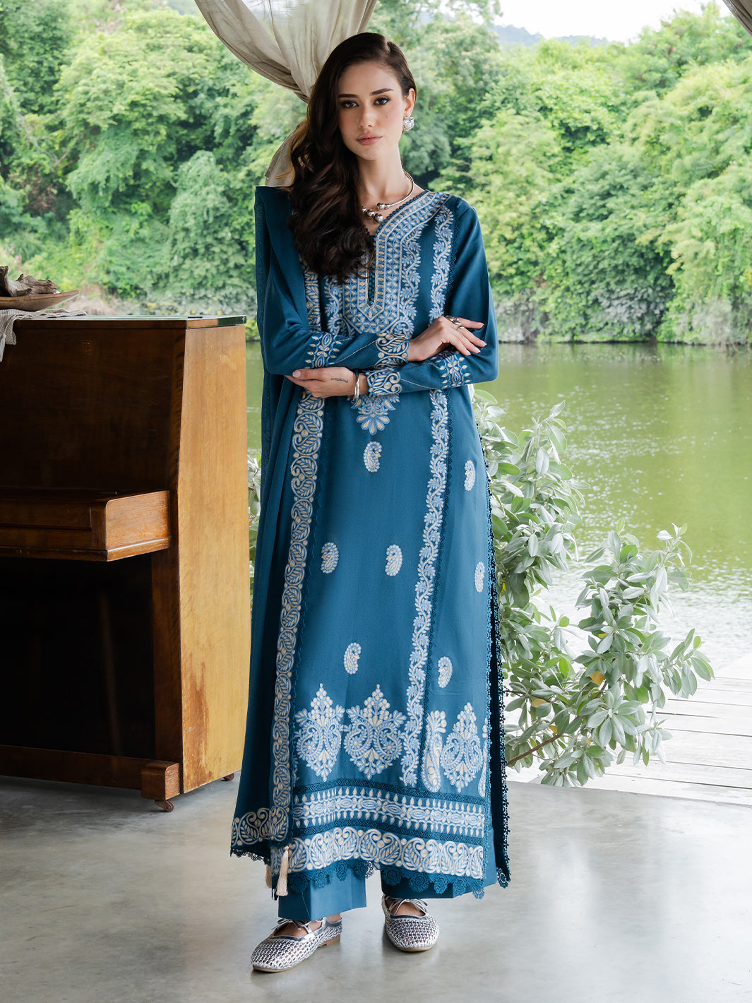 Faiza Faisal | Hoor Karandi | ESHAL - Luxury Dress - available at Maria Faisal in UK and USA.