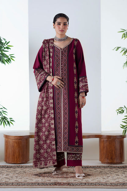 Maryum N Maria | Noore Winters 25 | 3 Piece Embroidered Khaddar MALALAI - FSU5670 - Casual Dress - available at Maria Faisal in UK and USA.