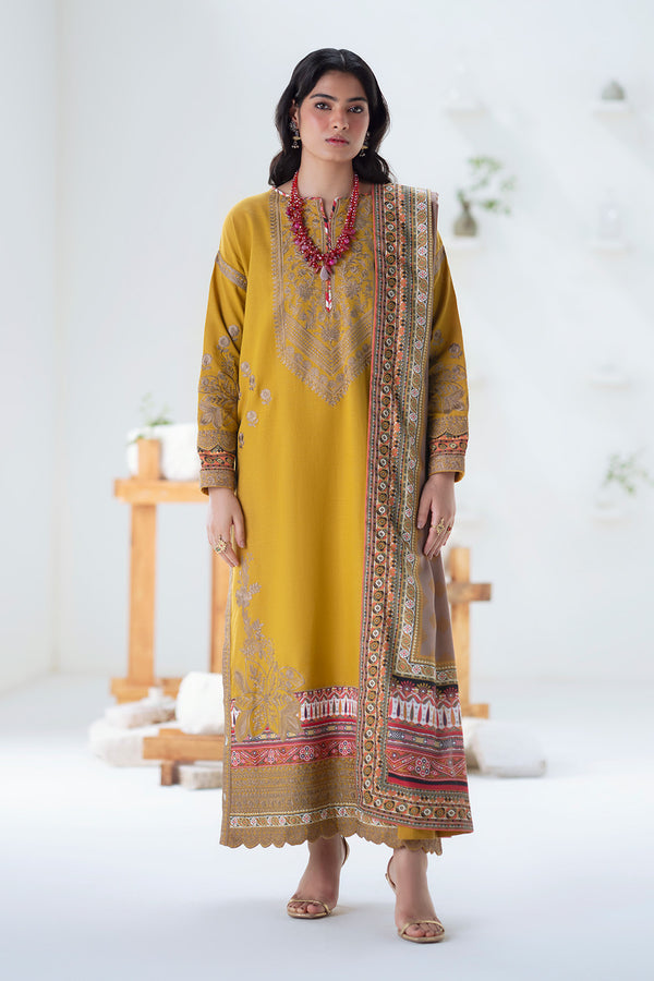 Maryum N Maria | Noore Winters 25 | 3 Piece Embroidered Khaddar APANA - FSU5671 - Casual Dress - available at Maria Faisal in UK and USA.