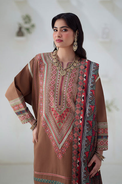 Maryum N Maria | Noore Winters 25 | 3 Piece Embroidered Khaddar GHUNCHA - FSU5674 - Casual Dress - available at Maria Faisal in UK and USA.