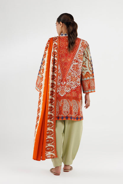 Sana Safinaz | Luxury Pret | Linen Suit FW25MHY503BP3 - Dress - available at Maria Faisal in UK and USA.
