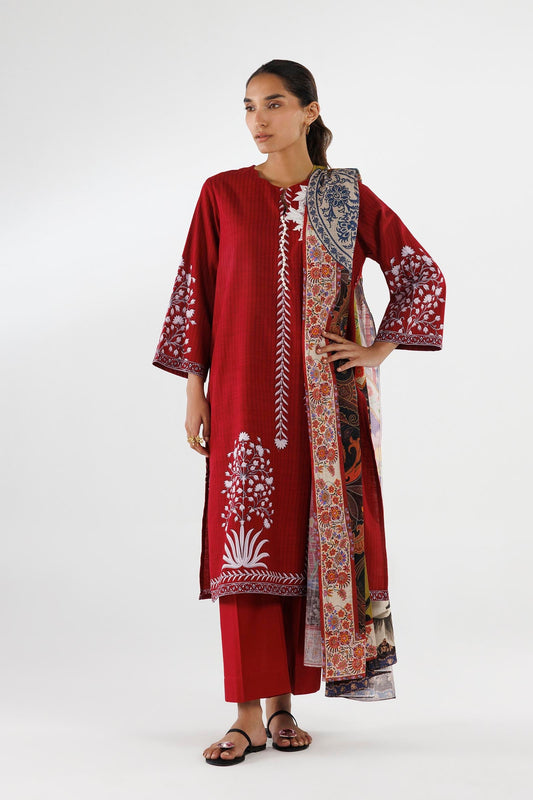 Sana Safinaz | Luxury Pret | Linen Suit FW25MHY506AP3 - Dress - available at Maria Faisal in UK and USA.