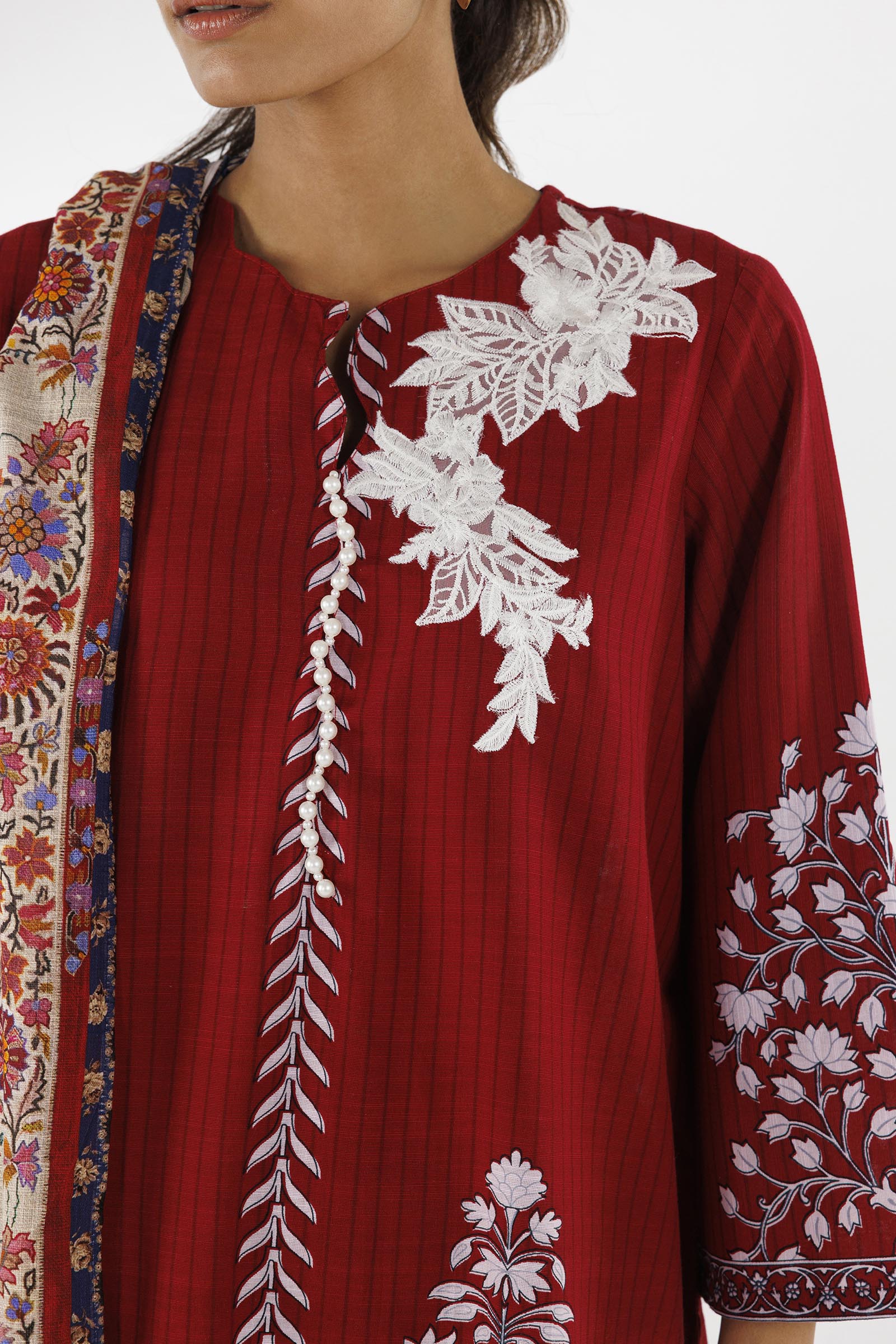 Sana Safinaz | Luxury Pret | Linen Suit FW25MHY506AP3 - Dress - available at Maria Faisal in UK and USA.