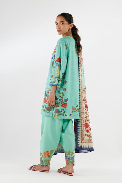 Sana Safinaz | Luxury Pret | Muzlin Khaddar Suit FW25MUZ004BP3 - Dress - available at Maria Faisal in UK and USA.
