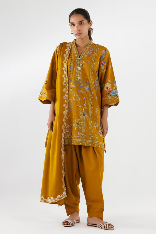 Sana Safinaz | Luxury Pret | Muzlin Khaddar Suit FW25MUZ007BP3 - Dress - available at Maria Faisal in UK and USA.