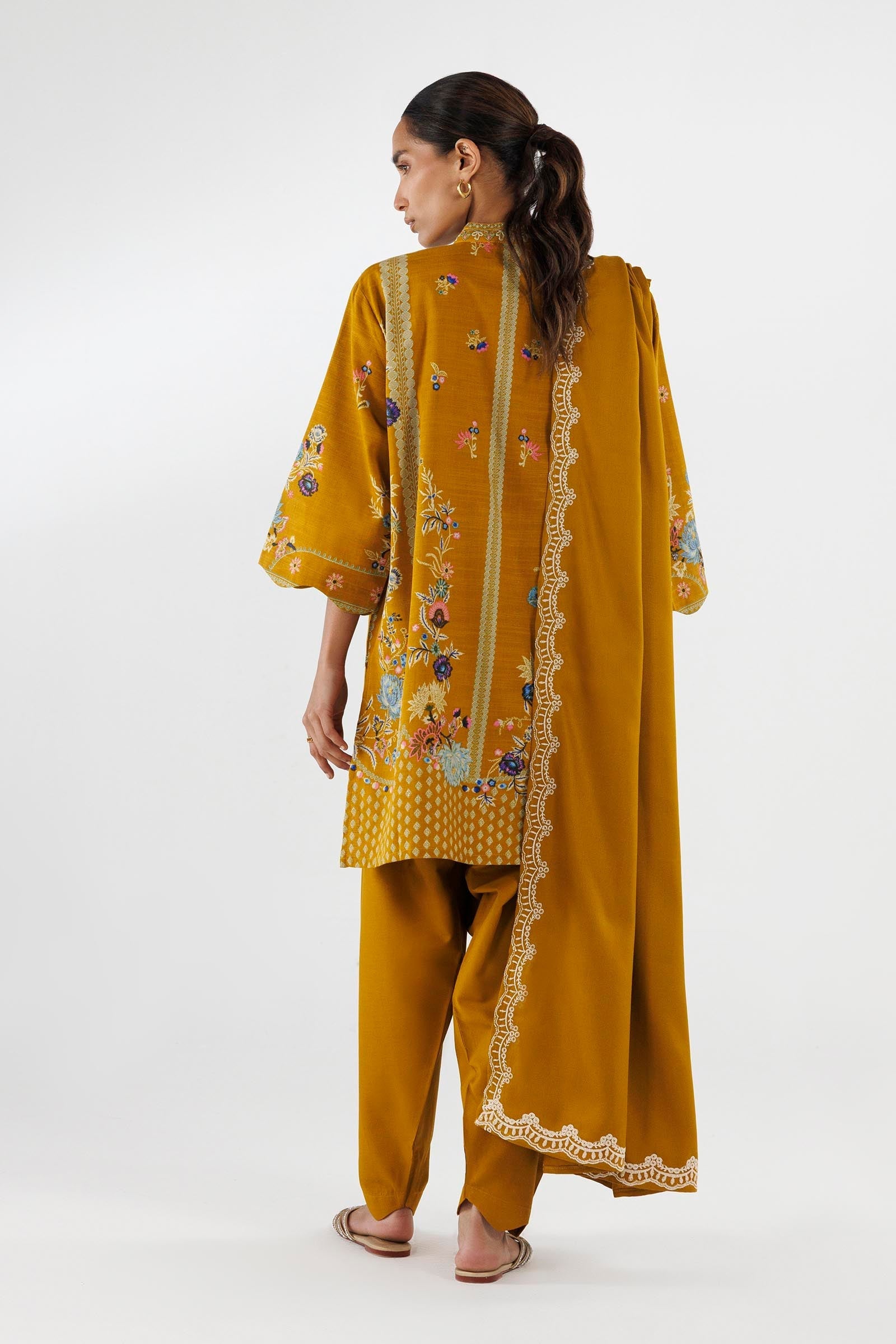 Sana Safinaz | Luxury Pret | Muzlin Khaddar Suit FW25MUZ007BP3 - Dress - available at Maria Faisal in UK and USA.