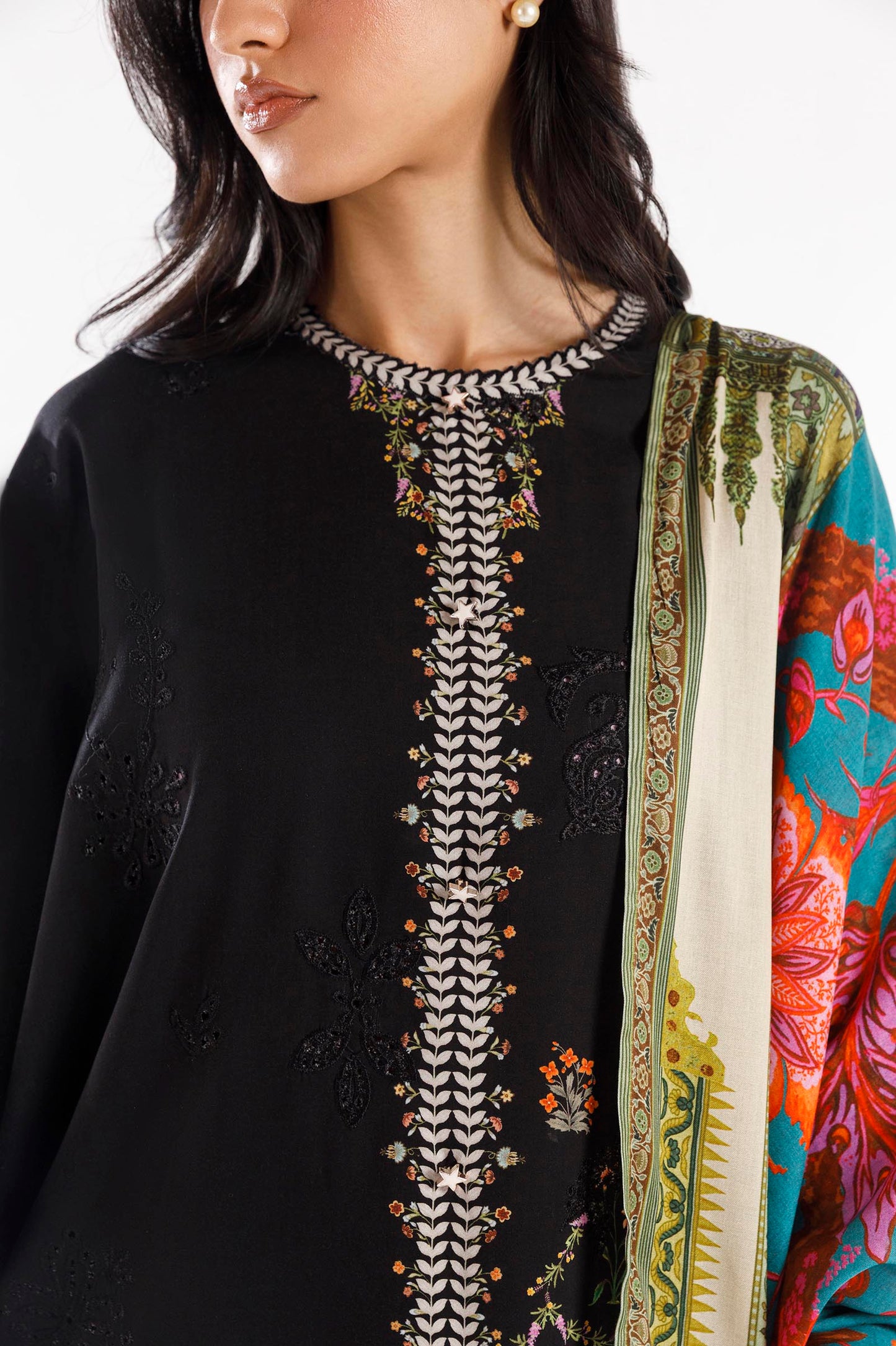 Sana Safinaz | Luxury Pret | Muzlin Linen Suit FW25MUZ015BP3 - Dress - available at Maria Faisal in UK and USA.