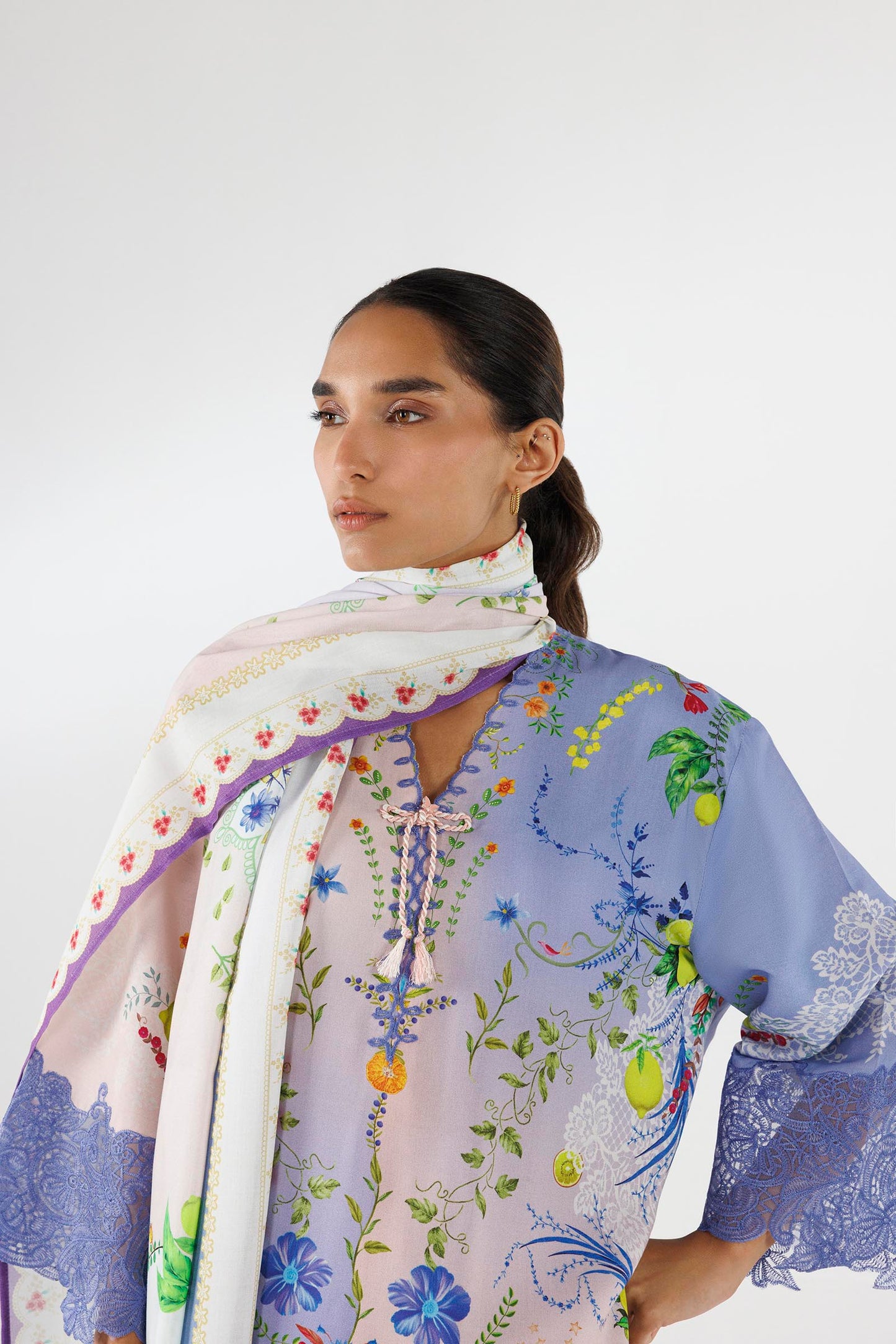 Sana Safinaz | Luxury Pret | Muzlin Linen Suit FW25MUZ017BP3 - Dress - available at Maria Faisal in UK and USA.